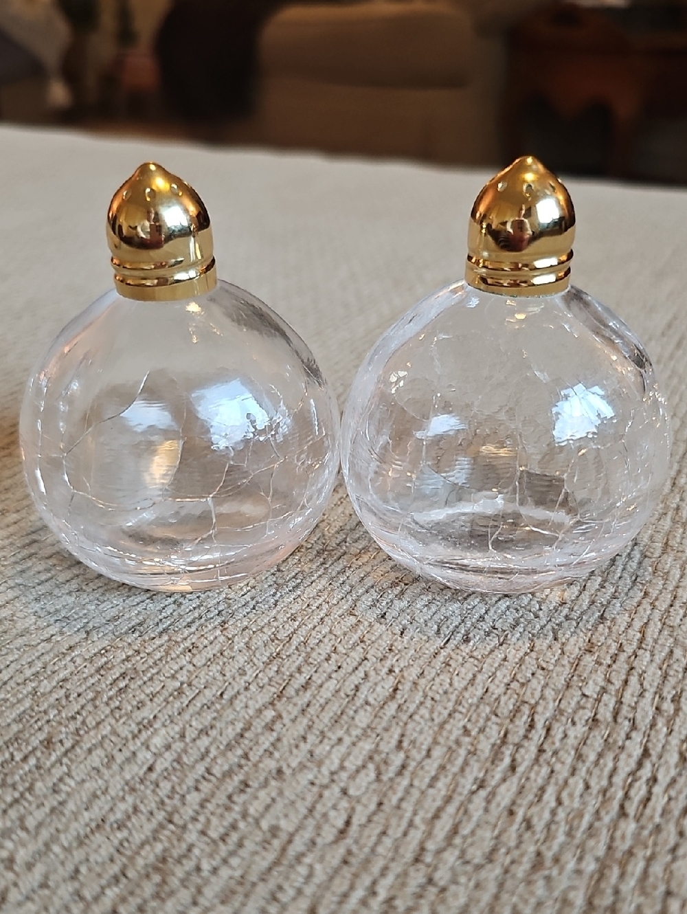 Pottery Barn Salt & Pepper Shakers With Crackled Glass Details - Picture 2 of 6